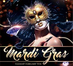 狂欢节DJ派对传单模板：Mardi Gras Carnival Flyer PSD Template + Faceboo